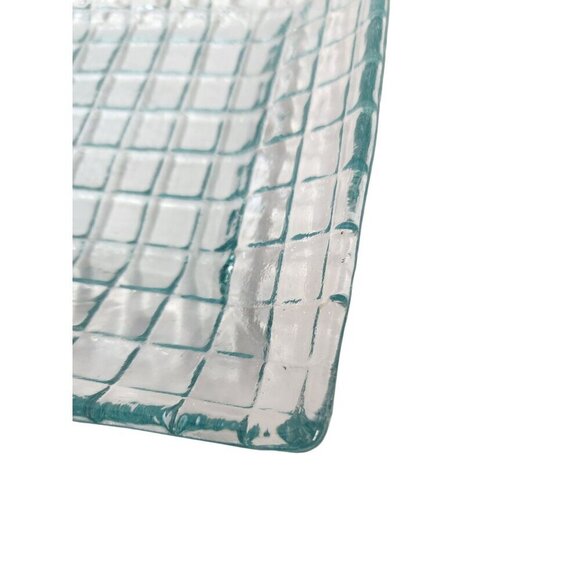 Mid Century Modern Art Glass Tray Grid Pattern Decor for Coffee Table Accent Tra - Picture 6 of 8